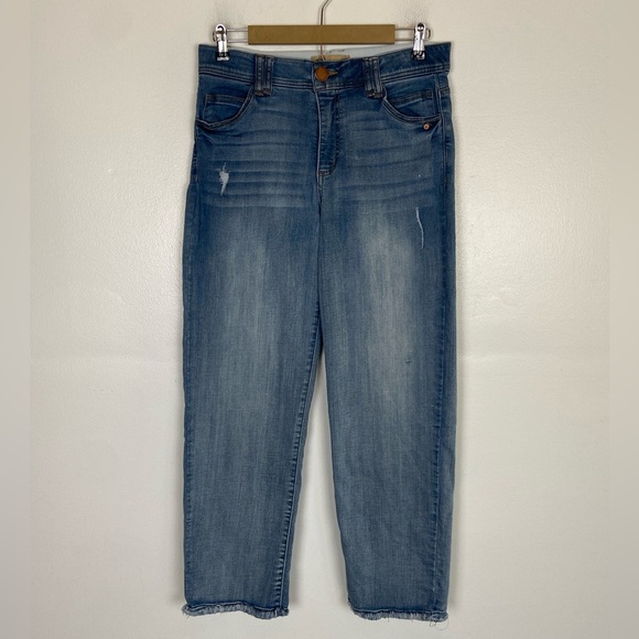 Democracy AB Technology Women's Skinny Jeans Size 10 Blue Raw Hem Distressed - Picture 1 of 11